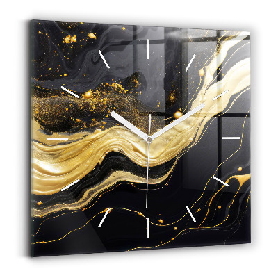 Square wall clock Gold marble