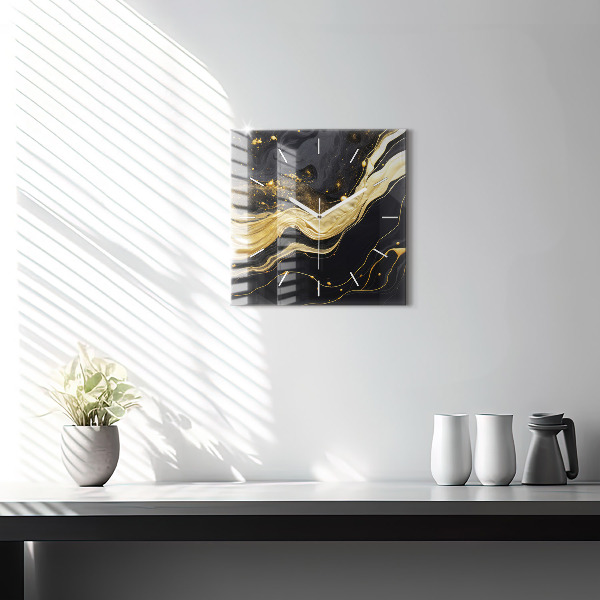 Square wall clock Gold marble
