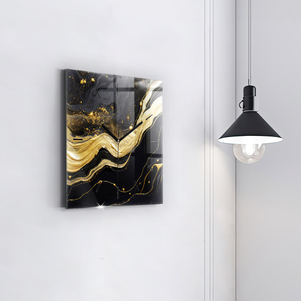 Square wall clock Gold marble