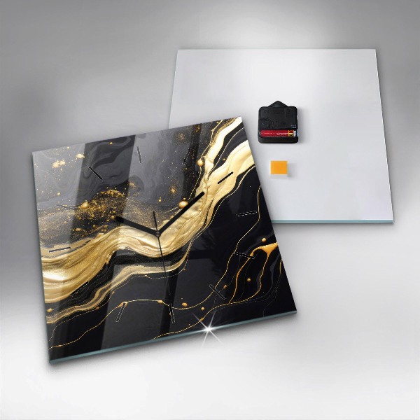 Square wall clock Gold marble