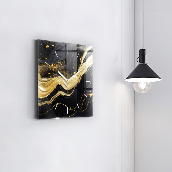 Square wall clock Gold marble