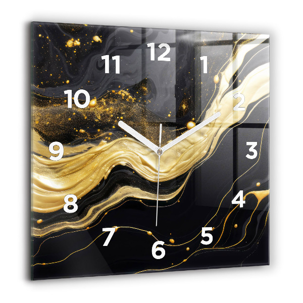 Square wall clock Gold marble