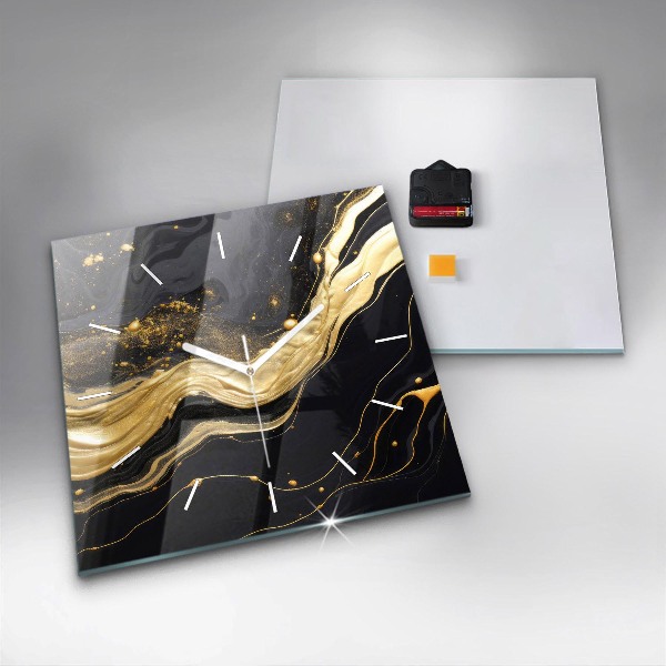 Square wall clock Gold marble