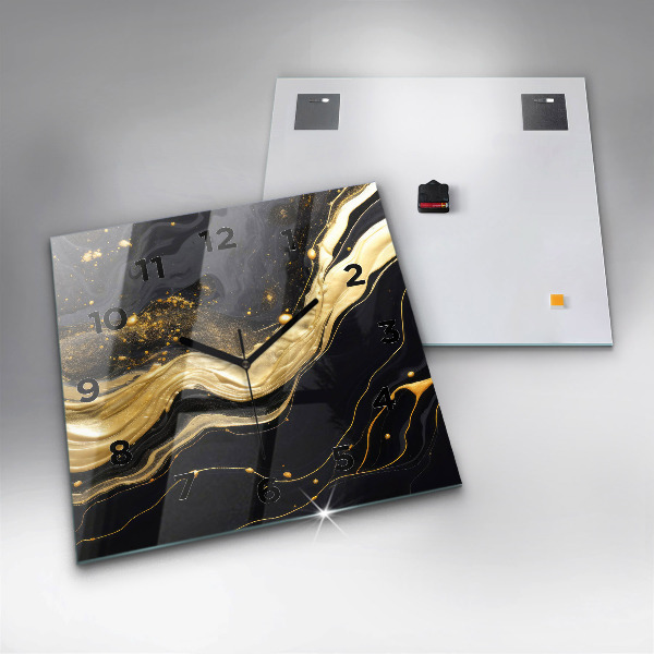 Square wall clock Gold marble
