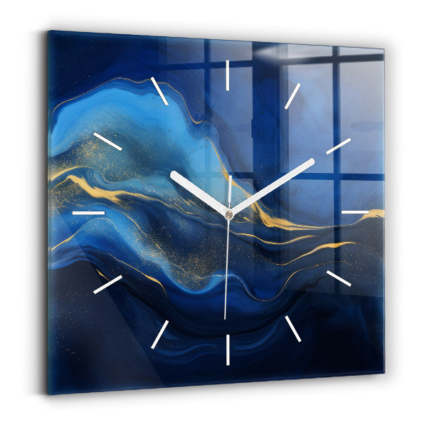 Square wall clock Blue marble
