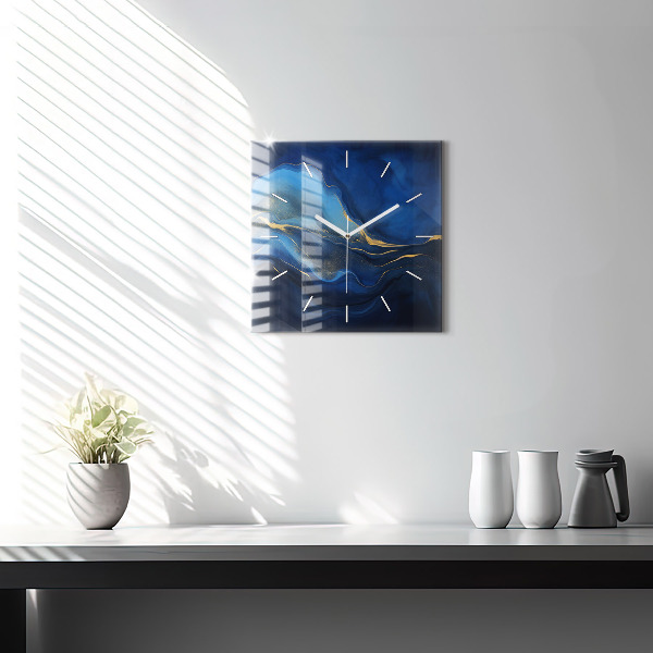 Square wall clock Blue marble