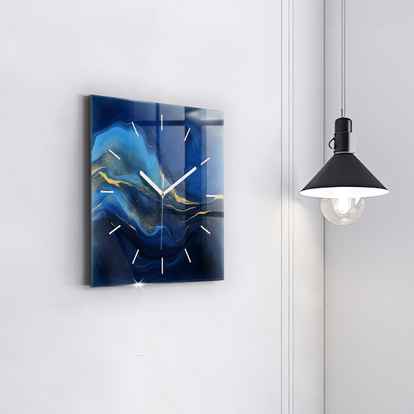 Square wall clock Blue marble