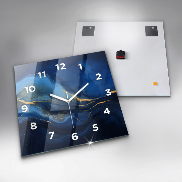 Square wall clock Blue marble