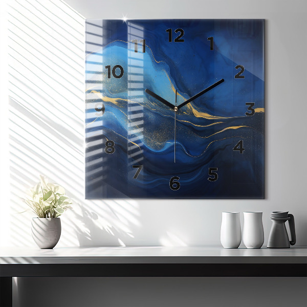 Square wall clock Blue marble