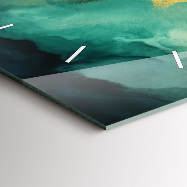 Square wall clock Green marble