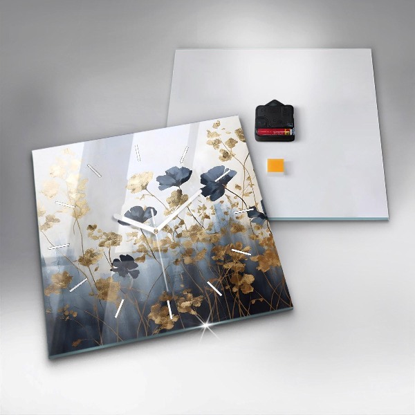 Square wall clock Abstract flowers