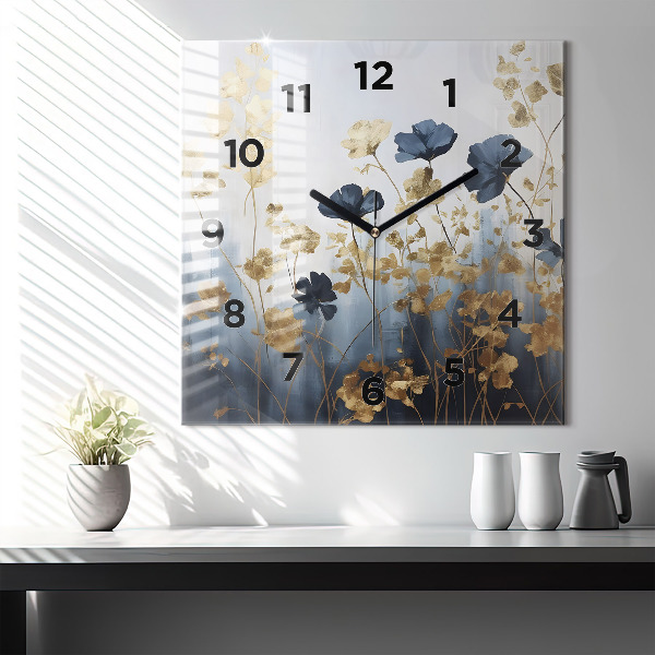 Square wall clock Abstract flowers