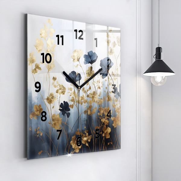Square wall clock Abstract flowers