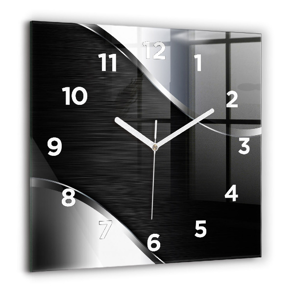 Square wall clock Black and silver lines