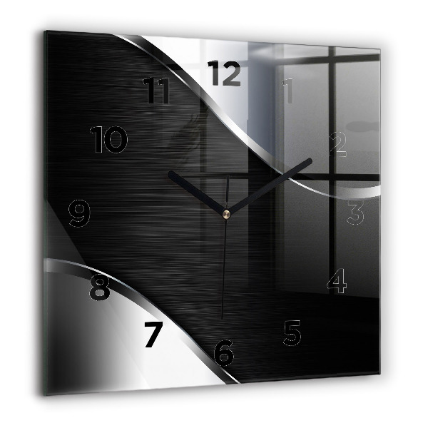 Square wall clock Black and silver lines