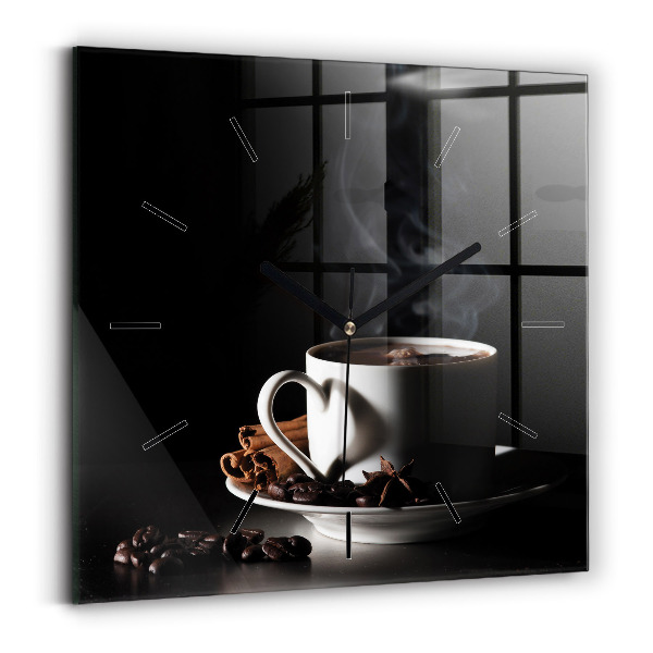 Square wall clock A cup of coffee