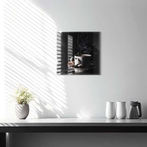 Square wall clock A cup of coffee