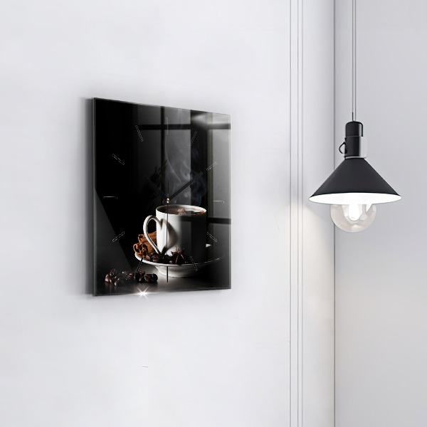 Square wall clock A cup of coffee