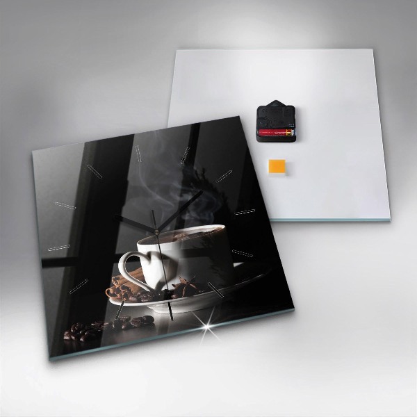 Square wall clock A cup of coffee