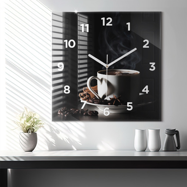 Square wall clock A cup of coffee