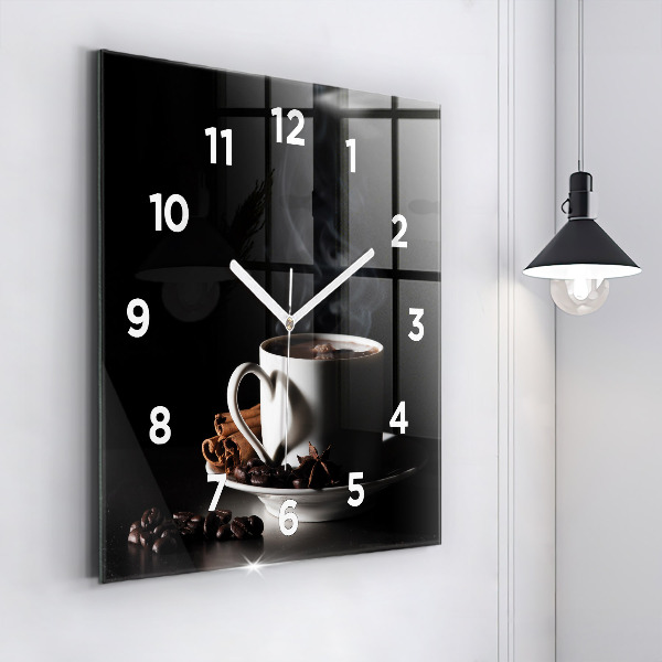 Square wall clock A cup of coffee