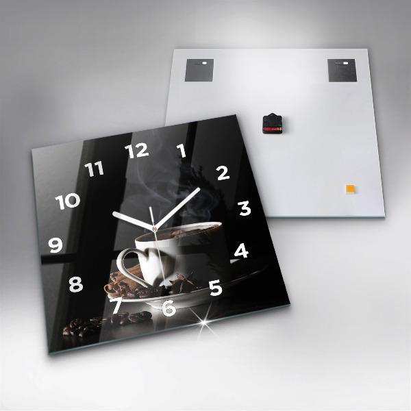 Square wall clock A cup of coffee