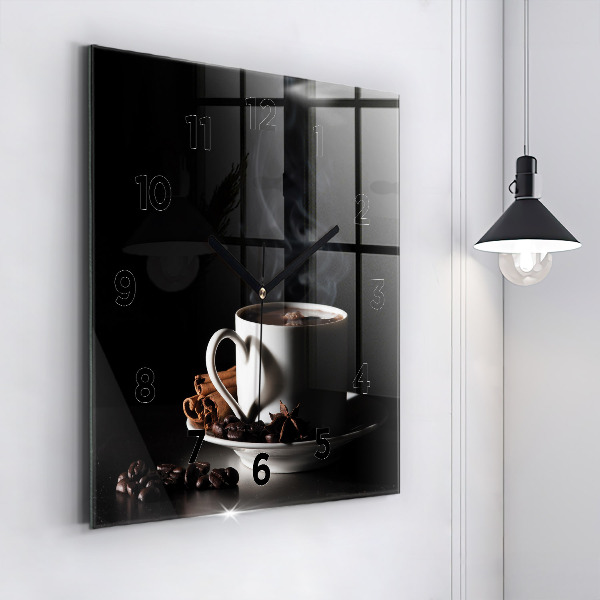 Square wall clock A cup of coffee