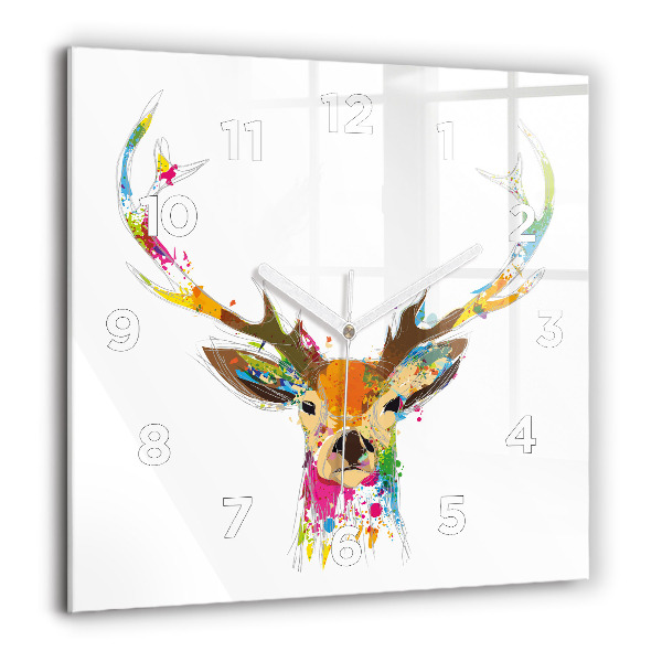 Square wall clock Colorful deer head