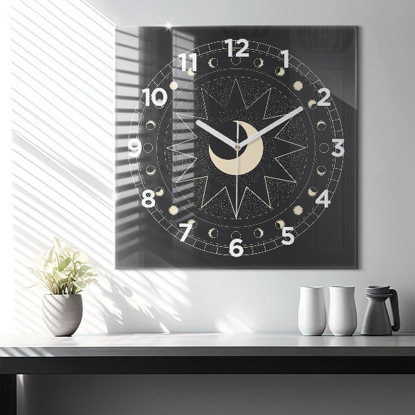 Square wall clock Moon phases