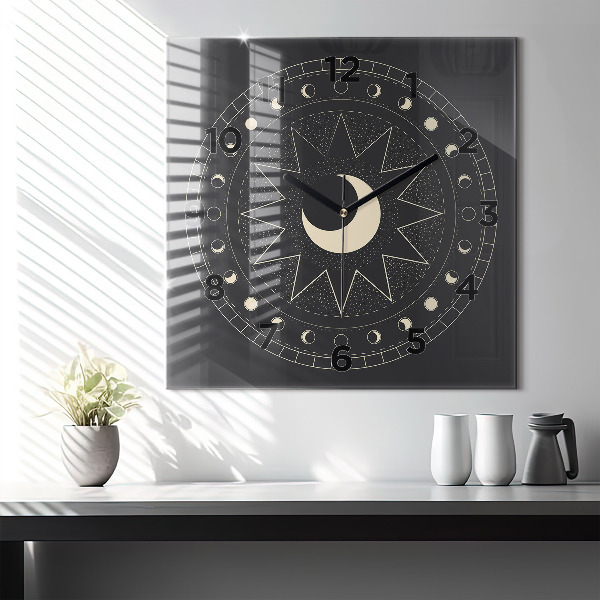 Square wall clock Moon phases
