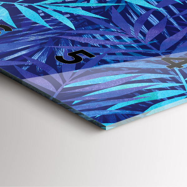 Square wall clock Blue leaves