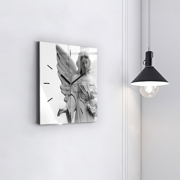 Square wall clock Old Angel Sculpture