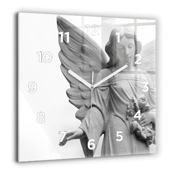 Square wall clock Old Angel Sculpture