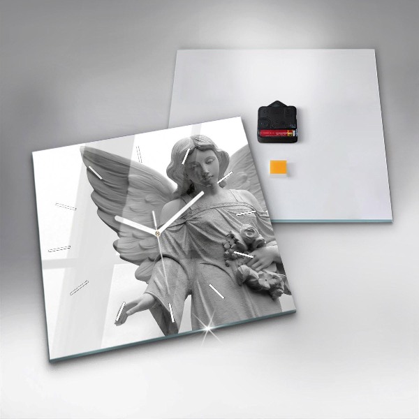 Square wall clock Old Angel Sculpture