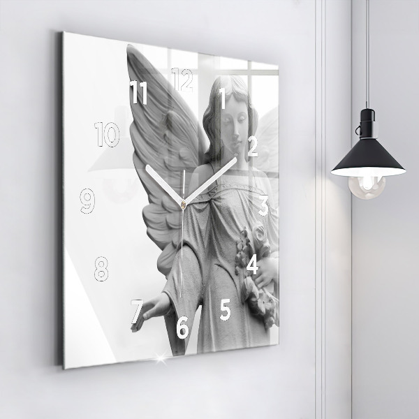 Square wall clock Old Angel Sculpture