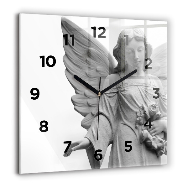 Square wall clock Old Angel Sculpture