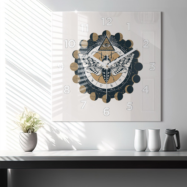 Square wall clock Moon Phases and the Eye