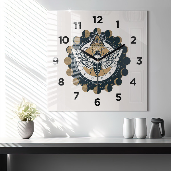 Square wall clock Moon Phases and the Eye