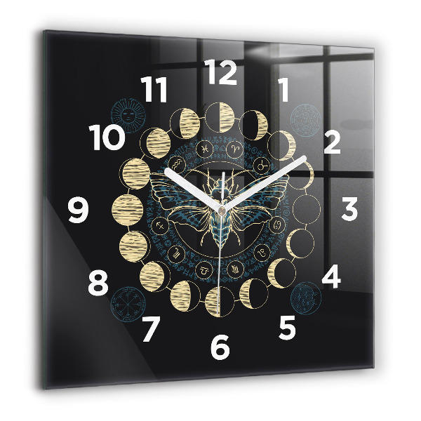 Square wall clock Moon Phases and Insect