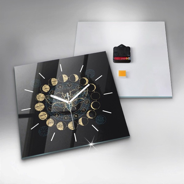Square wall clock Moon Phases and Insect