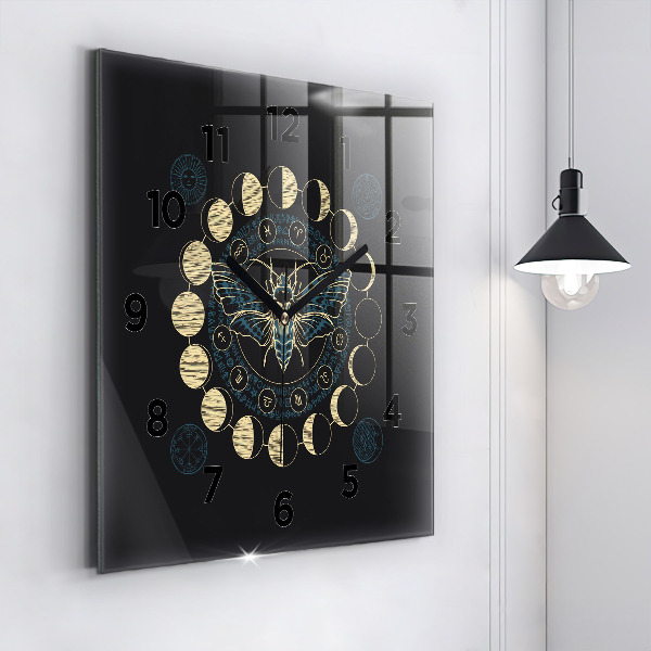 Square wall clock Moon Phases and Insect