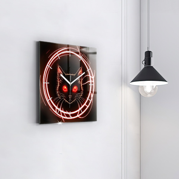 Square wall clock Cat with red eyes