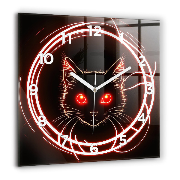 Square wall clock Cat with red eyes