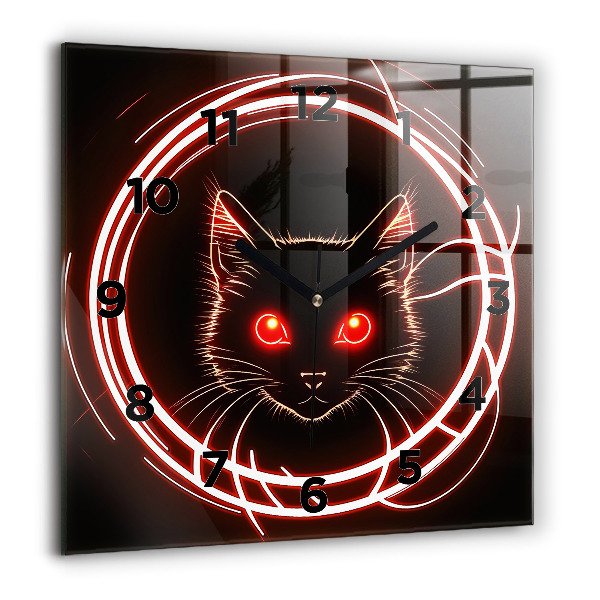 Square wall clock Cat with red eyes