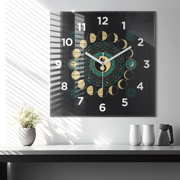 Square wall clock Moon phases