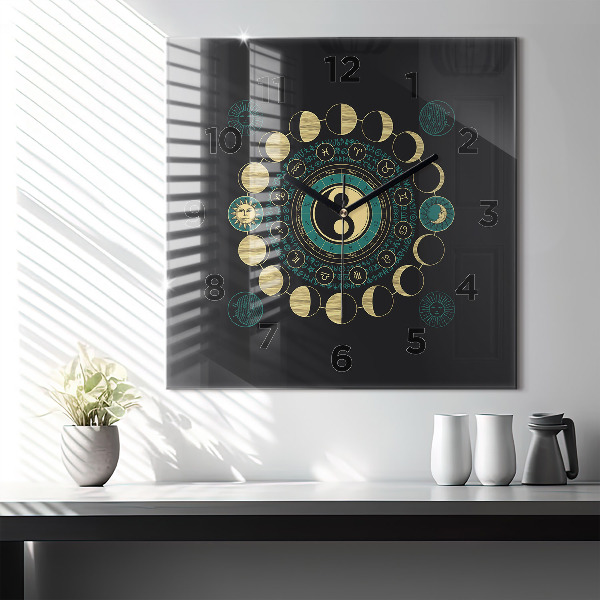 Square wall clock Moon phases