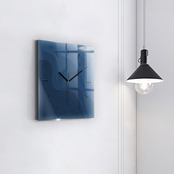 Square wall clock Blue waves
