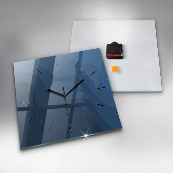 Square wall clock Blue waves