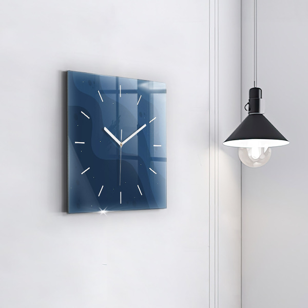 Square wall clock Blue waves