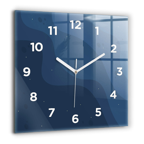Square wall clock Blue waves